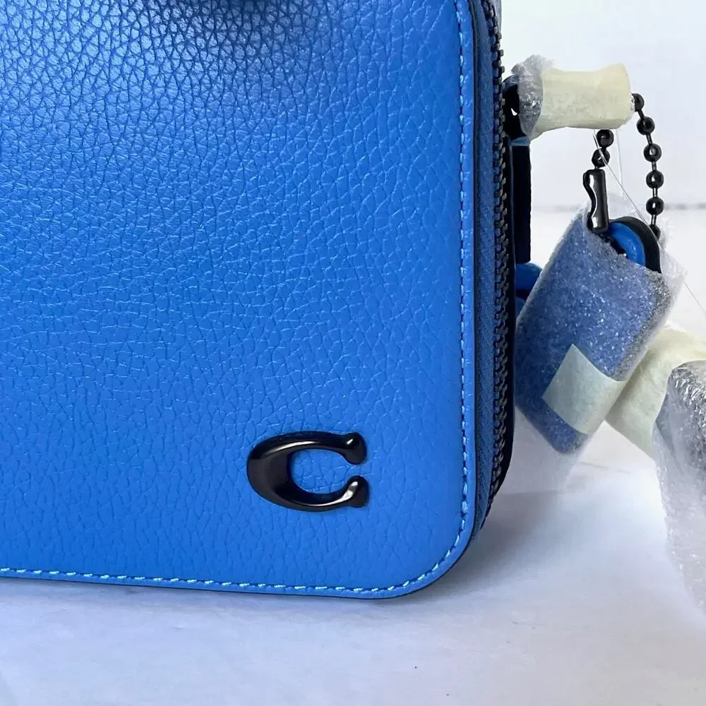 Coach Charter Slim Crossbody CC070 Blueberry Leather w/ Round Pouch